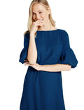 Marks & Spencer Prussian Blue Crepe Shift Dress with Feature Sleeves