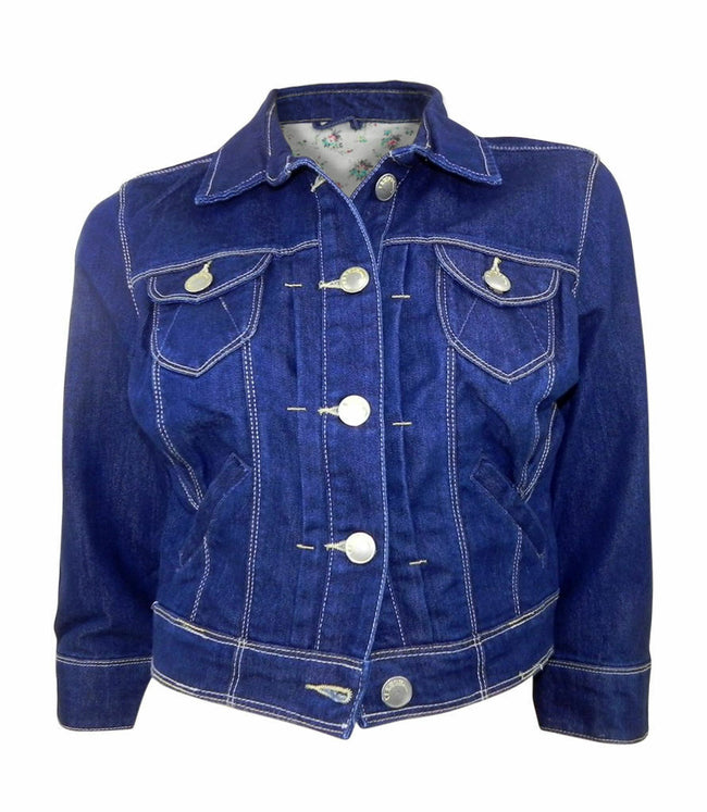 New Look mid blue denim long sleeved jacket with stitched detail