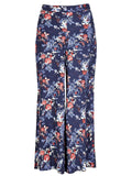 Marks & Spencer Per Una Navy Roma Rise Floral Palazzo Trousers