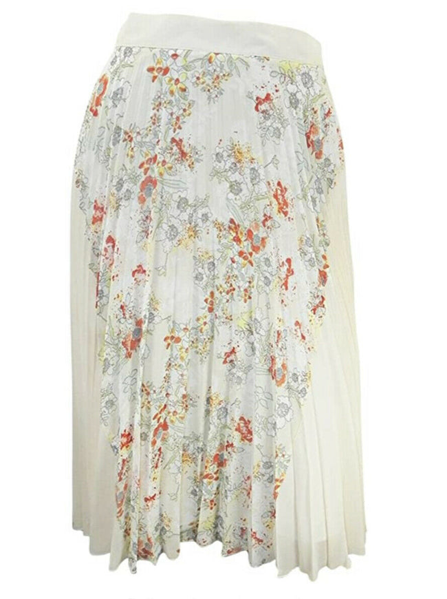 River Island Cream Pleated Chiffon Skirt with Printed Floral Panel
