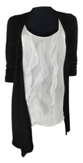 Dorothy Perkins Black & Frilled Ivory Combination Top & Cardigan