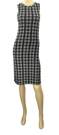 Topshop Simple Fine Jersey Grey Checked Shift Dress with Deep Side Splits