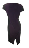 Marks & Spencer Black & Purple Panel Fitted Stretch Dress with V Neckline Orig P