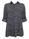 Dorothy Perkins Black Spotted Shirt Tunic with Drop hem & Roll Back Sleeves
