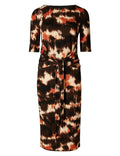 Marks & Spencer Collection Brown, Cream & Black Print Stretchy Shift Dress Wide