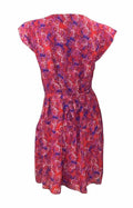 Crewe Bright Pink, Red & Blue Crepe Belted Swing Dress with V Neckline Org Price
