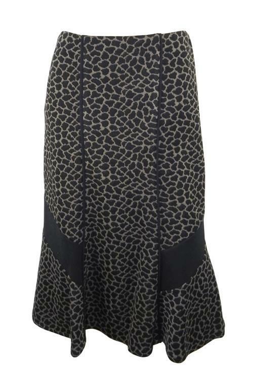 Marks & Spencer Per Una Brown & Black Animal Print Panel Skirt with Black Trim