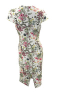 Marks & Spencer Per Una Ivory Floral Print Bodycon Dress with Short Sleeves