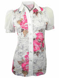 Debenhams Collection floral lace short sleeved shirt top with stretch 2 colourwa