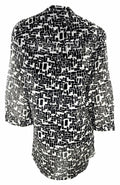 Marina Kaneva Plus Size Chiffon Black & Fawn Print Tunic with 3/4 Sleeves