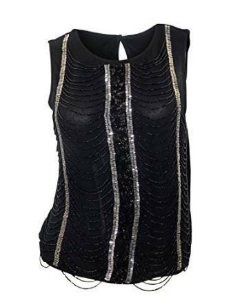 Topshop Black Sleeveless Party Top Beaded on Front