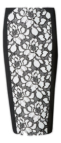 Marks & Spencer Collection Ivory Lace Panel Black Pencil Skirt  Orig Price £39