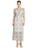 Marks & Spencer Floral Pastel Chiffon Maxi Dress with Frill Sleeves Orig Price £