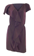 Marks & Spencer Limited Edition Plum V Neck Dress Silky Feel Fabric with Front F