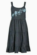 NEW Next Linen Blend Embroidered Strappy  Blue summer dress Size 8-18