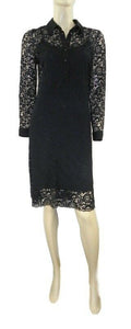 Marks & Spencer Black Lace Fitted Dress with Shirt Collar Orig Price £49