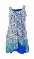 Dorothy Perkins Stretchy Mid Blue Dress with Top Floaty Floral Layer Sleeveless