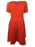 Marks & Spencer Red Lace Short Sleeve Fitted Party Dress Orig Price £45