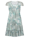 Marks & Spencers Sage Green Boho Floral Floaty Lined Chiffon Dress Org Price £39