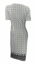 Marks & Spencer black diamond print stretchy ivory shift dress with short sleeve