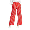 Ex River Island  Red Stripe Print Wide Leg Trousers