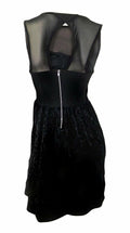Topshop Black Crinkle Velvet Sleeveless Mini Dress With Net Yoke Stretchy