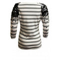 Coast Black Striped Ivory Thin Sweater with Black Sequinned Shoulders