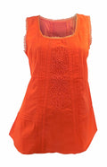 Dorothy Perkins burnt orange sleeveless cotton tunic raised decoration.