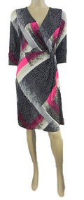 Marks & Spencer Pink/Grey Stretchy Shift Dress with 3/4 Sleeves Orig Price £45
