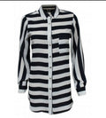 Dorothy Perkins Navy & Ivory Striped Long Sleeve Shirt Tunic