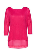 Wallis Rose Pink Double Layered Fine Knit Top over Chiffon