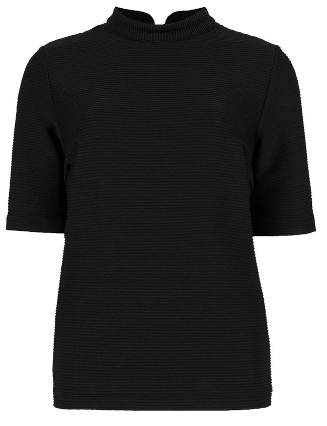 Marks & Spencer Black Ribbed Turtle Neck Top with Short Sleeves Orig Price £25