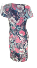 Marks & Spencer Teal & Pink Floral Print Stretchy Short Sleeve Shift Dress