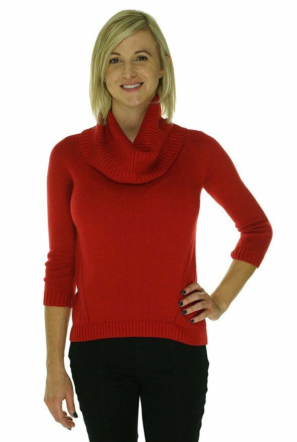 Inc International Concepts Designer Red Ribbed Knit Cowl Neck Sweater Orig Price