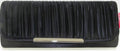 Black Satin Clutch Bag with Silver Coloured Shoulder Chain