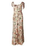 Marks & Spencer Indigo Collection Beige Mix Floral Print Tie Shoulder Maxi Dress