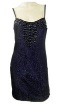 Quiz Strappy Black & Purple Strappy Dress Embellished Jewels Size 8