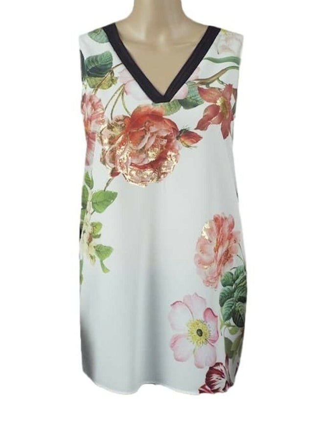 Marks & Spencer Per Una Floral Print Sleeveless Tunic with Plain Black Back