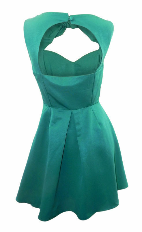 ASOS green fit & flare mini dress with bow detail at front & keyhole back