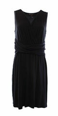 INC International Concepts Black Sleeveless Ruched A-Line Dress Size Large Orig